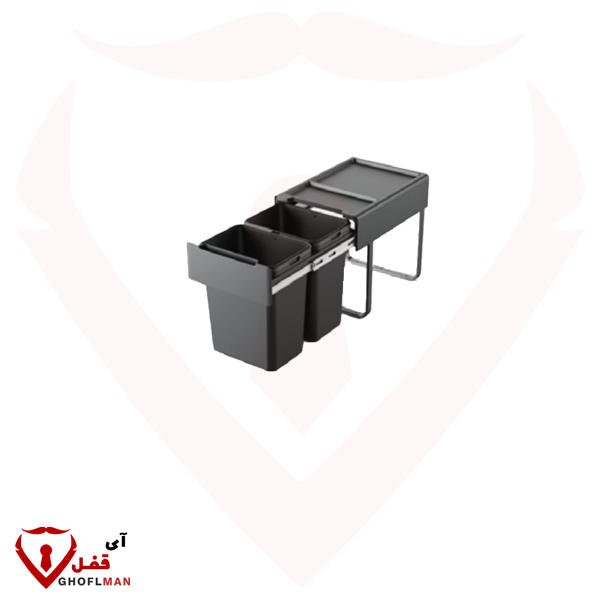 سطل ۲ قلو ریلی زیر سینک آرام بند کد 9190 ملونی MELLONI
